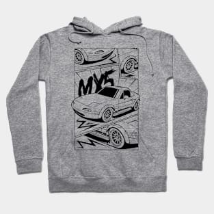 Black print mx5 manga style Hoodie